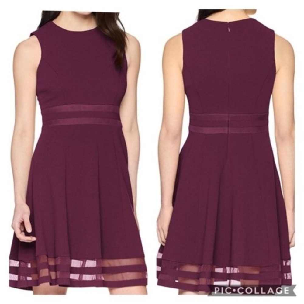 Calvin Klein - Wine Sleeveless Fit-and-Flare Mini Dress